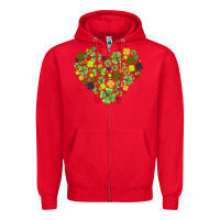 Red heart shaped clover Zipper Hoodie - AdoDesignShop