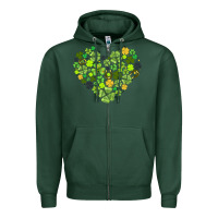 Sports Green heart shaped clover Zipper Hoodie - AdoDesignShop