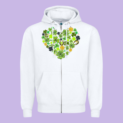 Heart Shaped Clover Zipper Hoodie Designed By Adodesignshop