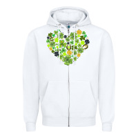 White heart shaped clover Zipper Hoodie - AdoDesignShop