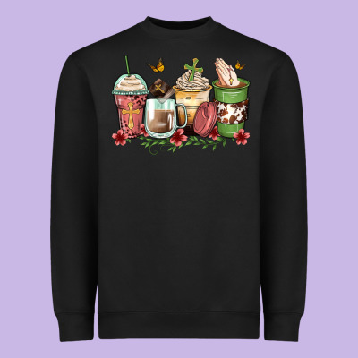 Faith Coffee Cups Heavyweight Sweatshirt Designed By Zillion Design Studio