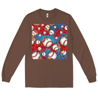 Chestnut baseball paisley and jean pattern, baseball seamless pattern Long Sleeve Tee - JahusDesignShop
