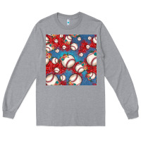 Heather Grey baseball paisley and jean pattern, baseball seamless pattern Long Sleeve Tee - JahusDesignShop