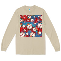 Mushroom baseball paisley and jean pattern, baseball seamless pattern Long Sleeve Tee - JahusDesignShop
