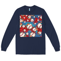 Baseball Paisley And Jean Pattern, Baseball Seamless Pattern Long Sleeve Tee | Teevron