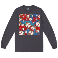 Smoke baseball paisley and jean pattern, baseball seamless pattern Long Sleeve Tee - JahusDesignShop