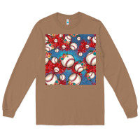 Toasted Coconut baseball paisley and jean pattern, baseball seamless pattern Long Sleeve Tee - JahusDesignShop