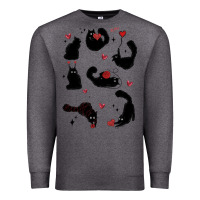 Charcoal Heather valentine cat Premium Sweatshirt - MaliasSmallBusiness