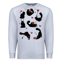 Heather Grey valentine cat Premium Sweatshirt - MaliasSmallBusiness