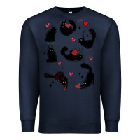 Navy valentine cat Premium Sweatshirt - MaliasSmallBusiness