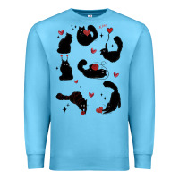 Ocean Blue valentine cat Premium Sweatshirt - MaliasSmallBusiness