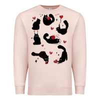 Pale Pink valentine cat Premium Sweatshirt - MaliasSmallBusiness
