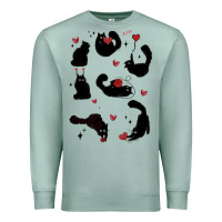 Seafoam valentine cat Premium Sweatshirt - MaliasSmallBusiness