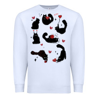 White valentine cat Premium Sweatshirt - MaliasSmallBusiness