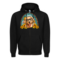 Black golden retriever rainbow Zipper Hoodie - Artiststas