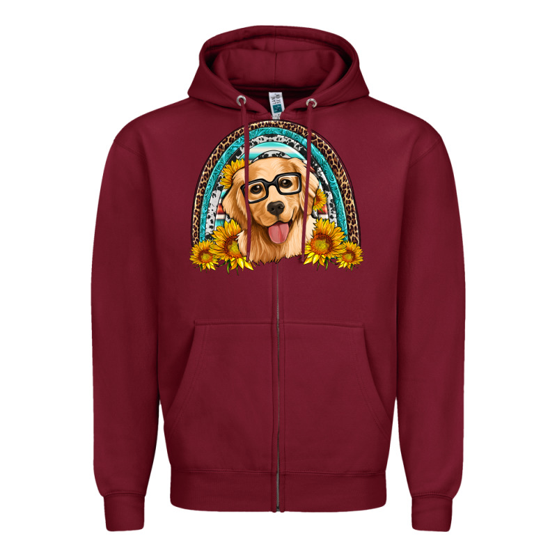 Golden Retriever Rainbow Zipper Hoodie by Artiststas | Teevron