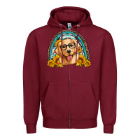 Burgundy golden retriever rainbow Zipper Hoodie - Artiststas