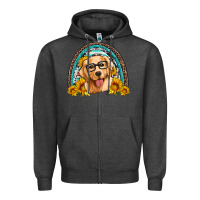 Charcoal Heather golden retriever rainbow Zipper Hoodie - Artiststas