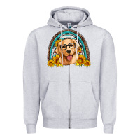 Heather Grey golden retriever rainbow Zipper Hoodie - Artiststas