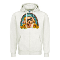 Oatmeal Heather golden retriever rainbow Zipper Hoodie - Artiststas