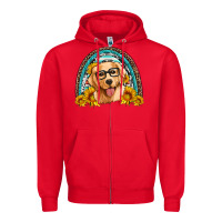 Red golden retriever rainbow Zipper Hoodie - Artiststas