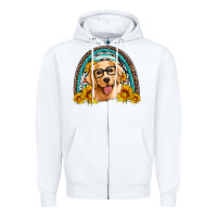 White golden retriever rainbow Zipper Hoodie - Artiststas