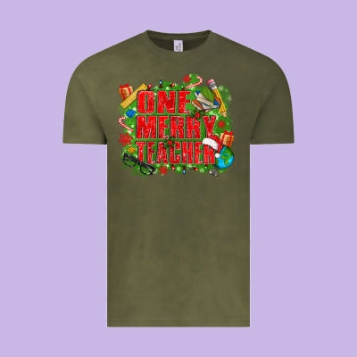 One Merry Teacher Vintage Tee Designed By Texasbilliewilder