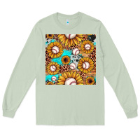 Matcha baseball leopard turquoise sunflower seamless pattern Long Sleeve Tee - JahusDesignShop