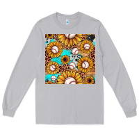 Moon Dust baseball leopard turquoise sunflower seamless pattern Long Sleeve Tee - JahusDesignShop