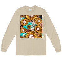 Mushroom baseball leopard turquoise sunflower seamless pattern Long Sleeve Tee - JahusDesignShop
