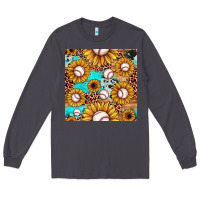 Smoke baseball leopard turquoise sunflower seamless pattern Long Sleeve Tee - JahusDesignShop