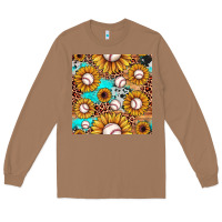 Toasted Coconut baseball leopard turquoise sunflower seamless pattern Long Sleeve Tee - JahusDesignShop
