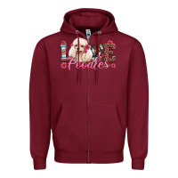 Burgundy love poodles Zipper Hoodie - Artiststas