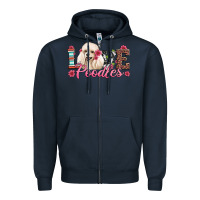 Navy love poodles Zipper Hoodie - Artiststas