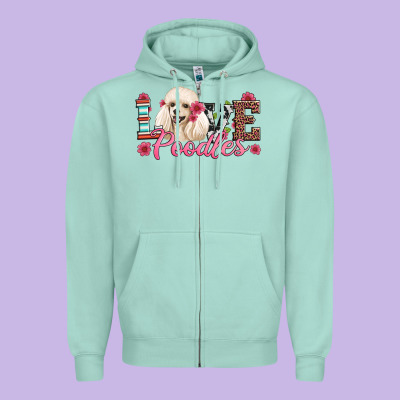 Love Poodles Zipper Hoodie Designed By Artiststas