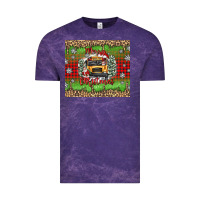 Cloud Purple Christmas school bus Vintage Tee - texasbilliewilder