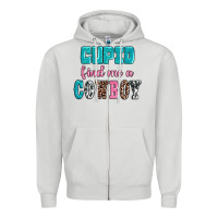 Dove Grey cupid find me a cowboy Zipper Hoodie - AdoDesignShop