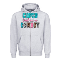 Heather Grey cupid find me a cowboy Zipper Hoodie - AdoDesignShop