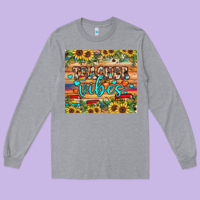 Teacher Vibes Long Sleeve Tee Designed By Jahusdesignshop