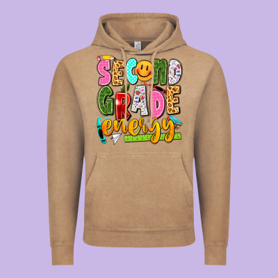 Second Grade Energy Vintage Hoodie Designed By Texasbilliewilder