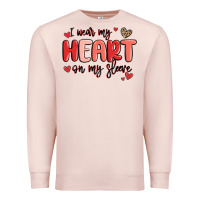Pale Pink i wear my heart on my sleeve Premium Sweatshirt - MaliasSmallBusiness