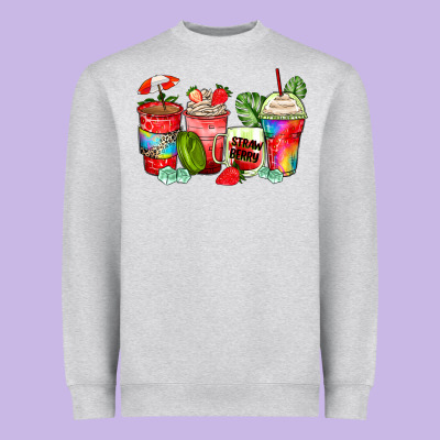 Strawberry Coffee Cups Heavyweight Sweatshirt Designed By Zillion Design Studio
