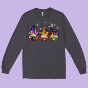 Halloween Gnomes Long Sleeve Tee Designed By Adodesignshop