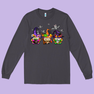 Halloween Gnomes Long Sleeve Tee Designed By Adodesignshop