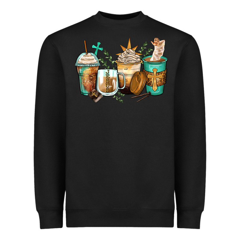 Jesus Coffee Cups Heavyweight Sweatshirt by Zillion Design Studio | Teevron