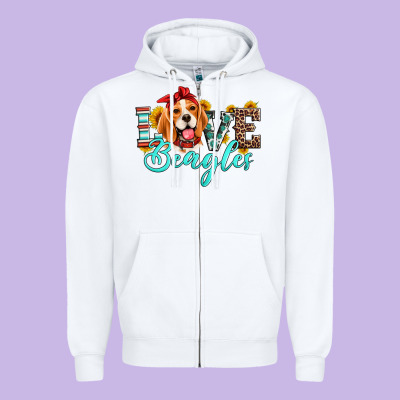 Love Beagles Zipper Hoodie Designed By Artiststas