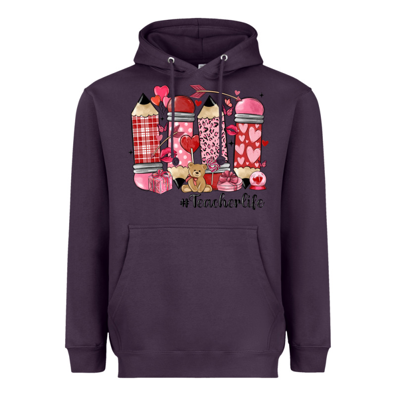 Valentines Day Teacher Life Heavyweight Hoodie by MaliasSmallBusiness | Teevron