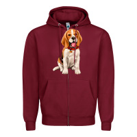 Burgundy beagle Zipper Hoodie - Artiststas