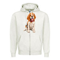 Oatmeal Heather beagle Zipper Hoodie - Artiststas
