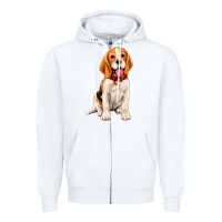 White beagle Zipper Hoodie - Artiststas